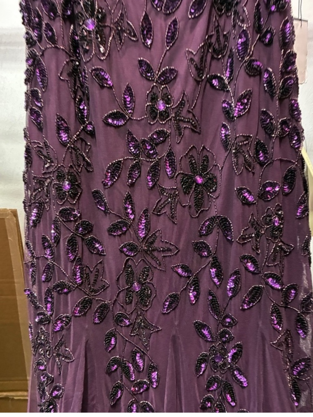 Adrianna Papell Plum Embellished Tulle Maxi Dress - Picture 12 of 14